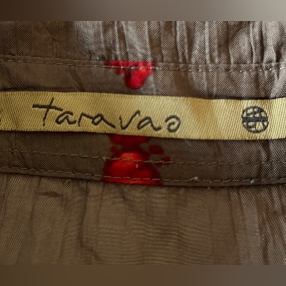 TARA VAO Tunic Blouse Button Front Spiral Splatter Pattern Crinkle Fabric Artsy - Picture 11 of 17